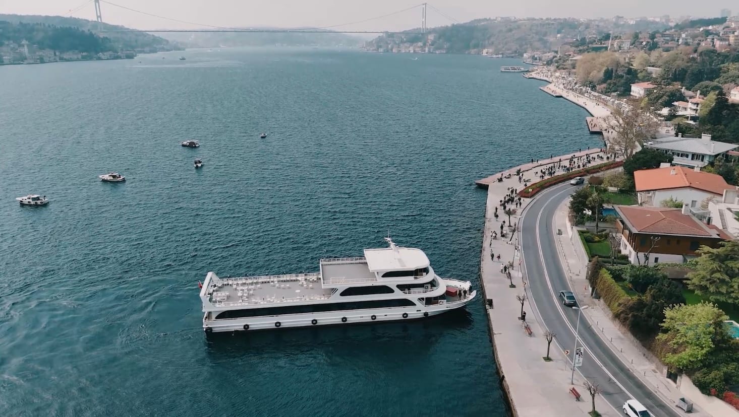 Parti sırasında Boğaziçi Köprüsü altında bir çift